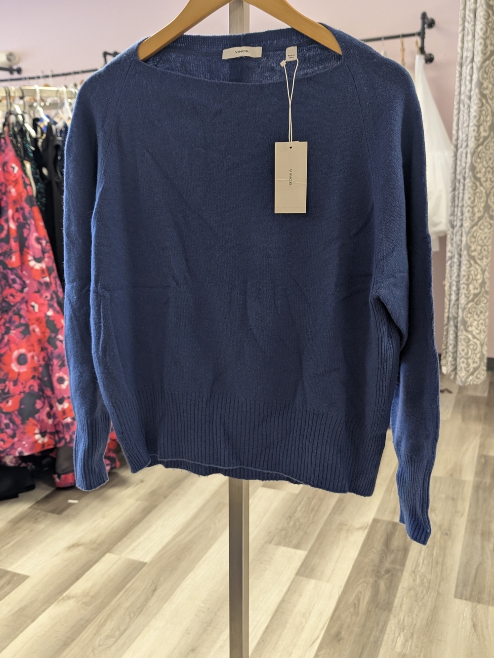 Vince Navy Cashmere Blend Pullover Sweater